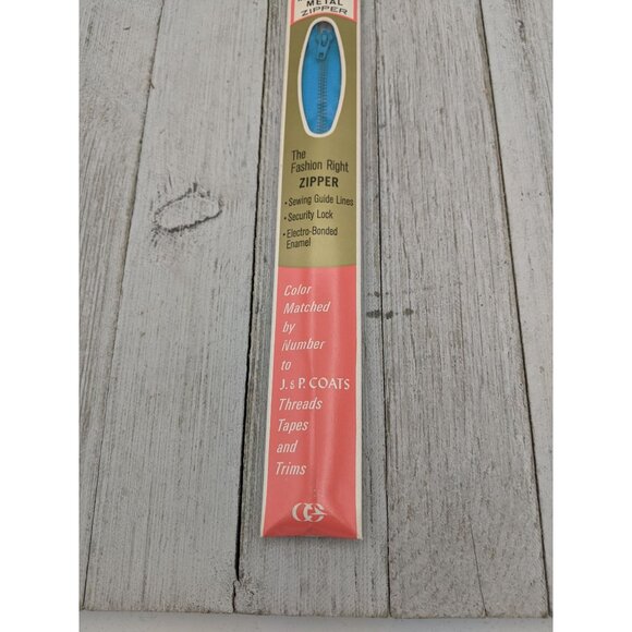 Vintage J&P Coats Neck Opening Metal Zipper 22" Parakeet 132-A Blue - Picture 3 of 4